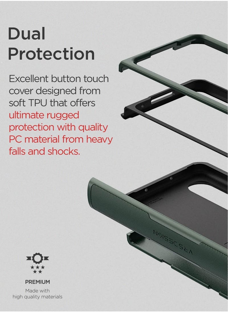 VRS Design Terra Guard Modern Case Cover [Hinge Protection] for Samsung Galaxy Z Fold 3 5G (2021) - Dark Green  - Image 4
