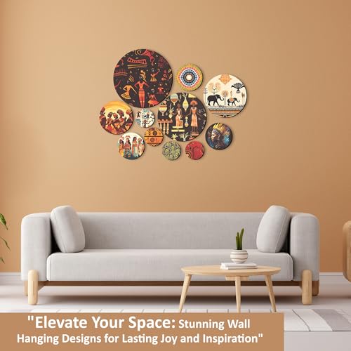 Rousrie Wooden Wall Hanging For Home Décor, Living Room, Bedroom, Office, Motivational Art Patterns, Pack of 11 (Rajasthani) - Image 3