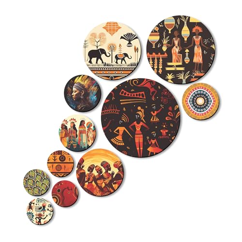 Rousrie Wooden Wall Hanging For Home Décor, Living Room, Bedroom, Office, Motivational Art Patterns, Pack of 11 (Rajasthani) - Image 1