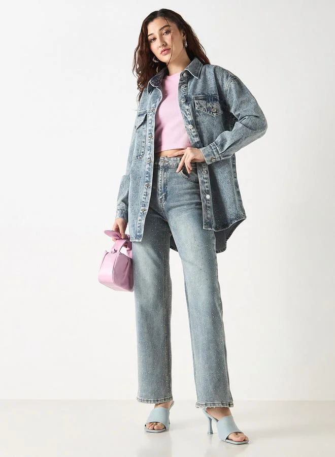 2Xtremz 2Xtremz Studded Denim Jacket with Pockets