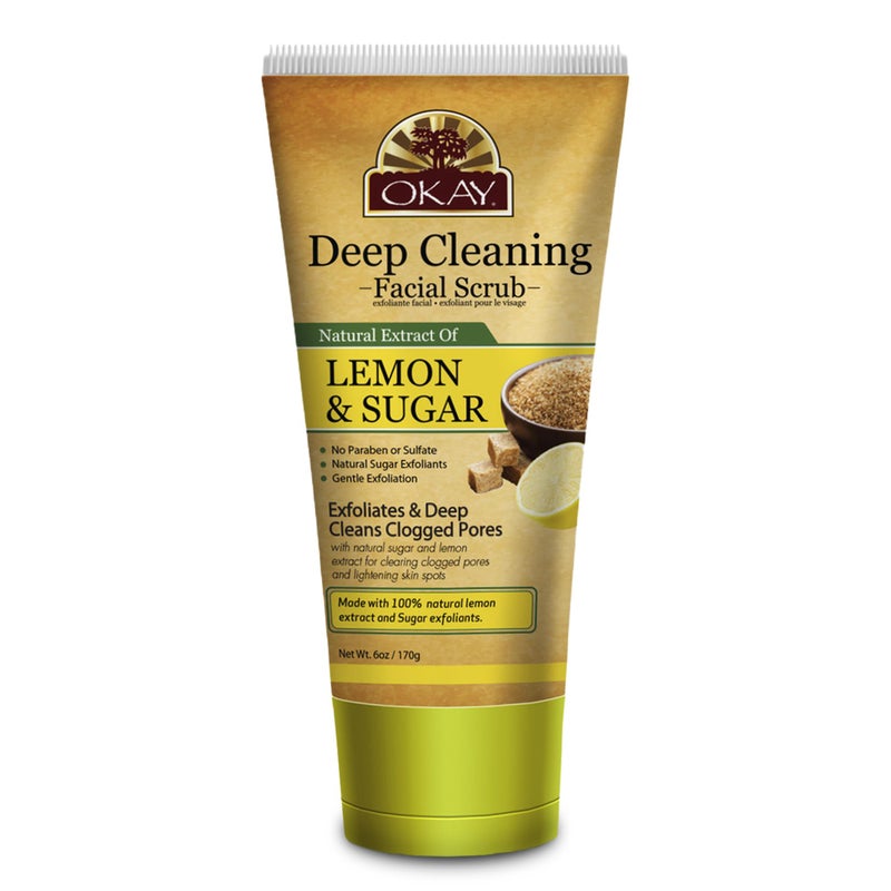 OKAY Oil Control Facial Scrub Exfoliator - Exfoliating Face Wash, Face Scrub for Women and Men, Moisturizing and Brightening, Leaves Skin Smooth and Clean, Paraben Free - Lemon, 6 Oz (Pack of 1) - Image 1