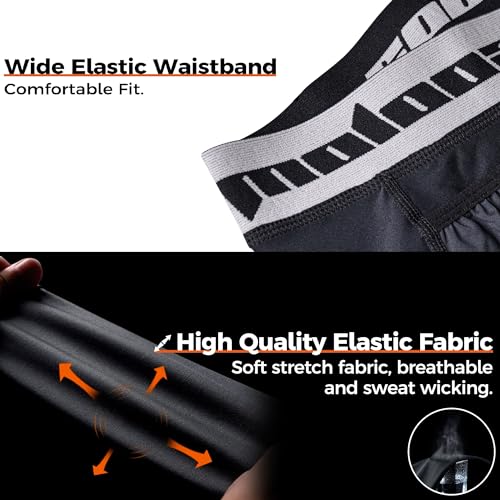 COOLOMG Youth Padded Sliding Shorts with Protective Cup Boys Baseball Compression Shorts Football Lacrosse Slider Black XL - Image 3