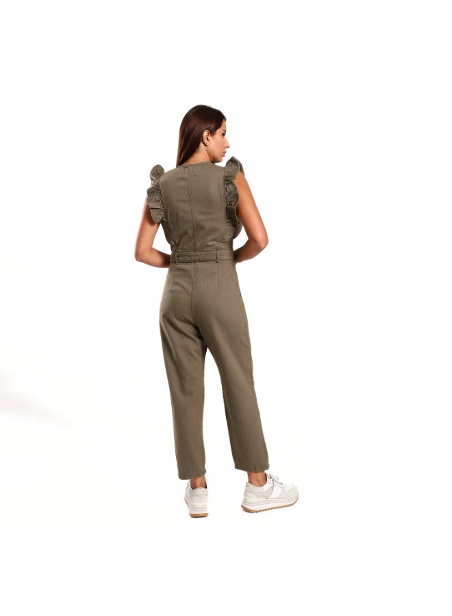 Coctail 9988-gabardine jumpsuit-olive  - Image 4