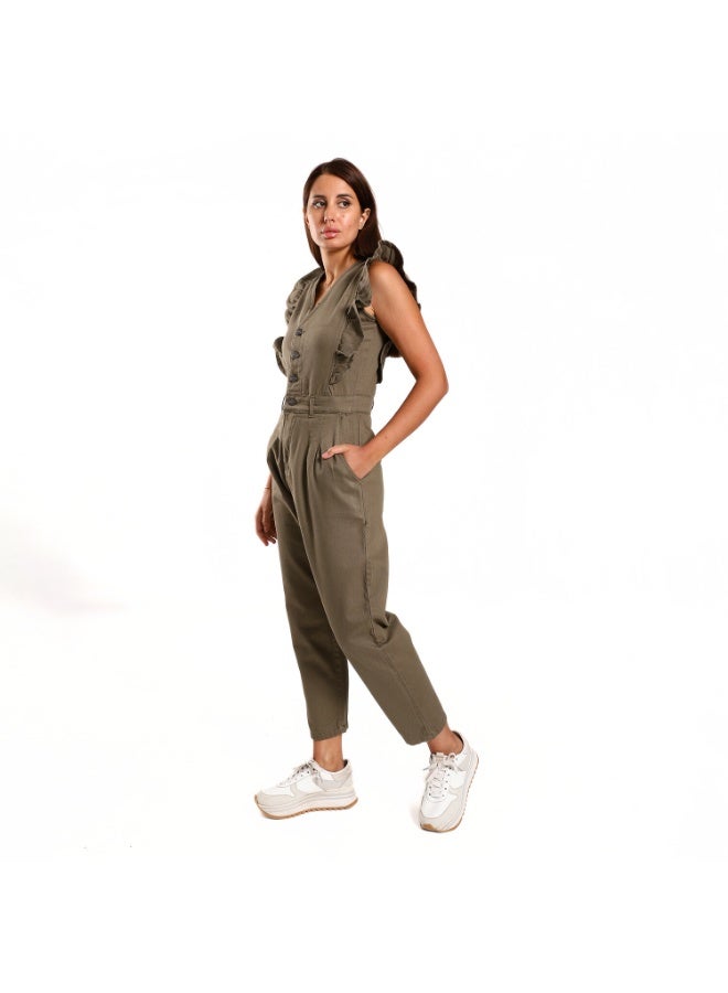 Coctail 9988-gabardine jumpsuit-olive  - Image 3
