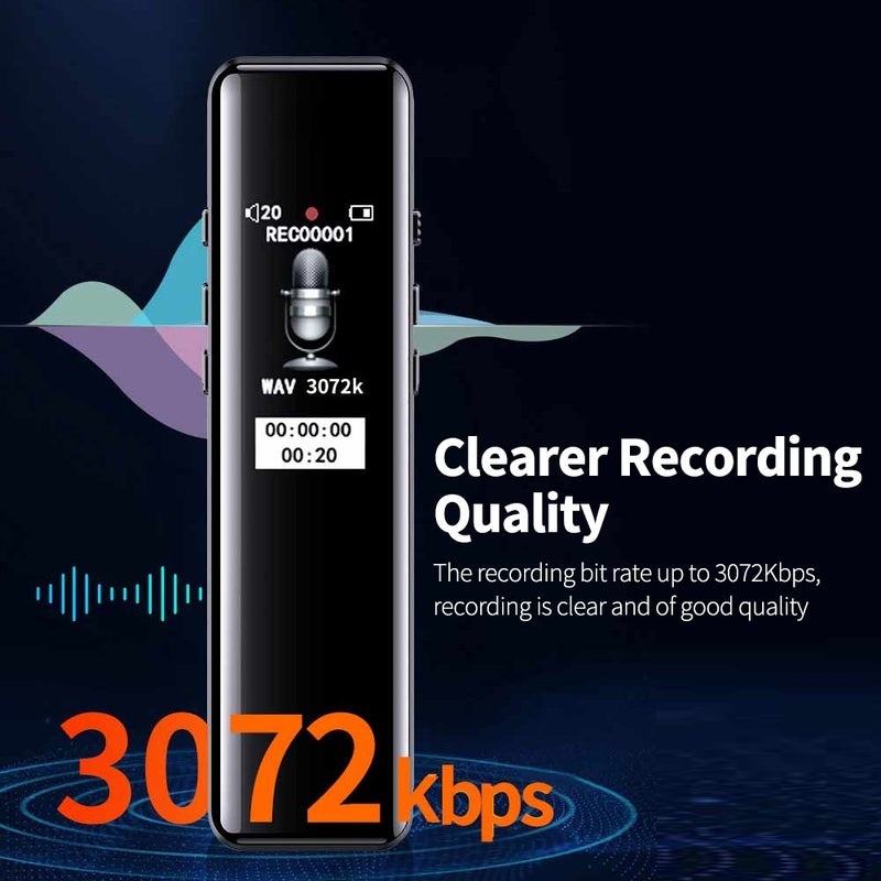 قلم تسجيل صوت aigo R6911 بسعة 32 جيجابايت يدعم التسجيل بواسطة زر واحد، التسجيل المنقطع، تشغيل الموسيقى مع ميكروفين متكامل مزدوج - Image 5