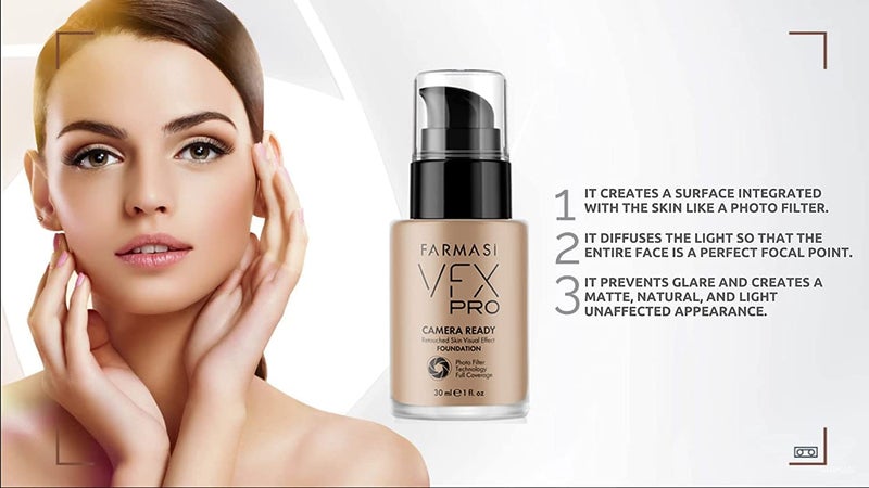 FARMASi Vfx Pro Foundation, Full Coverage Liquid Cream, Lightweight Long Lasting Coverage, Breathable Skin Moisturizer with Color True Matte Blending, Face Makeup, 1 fl. oz / 30 ml - NATURAL BEIGE N12 - Image 3