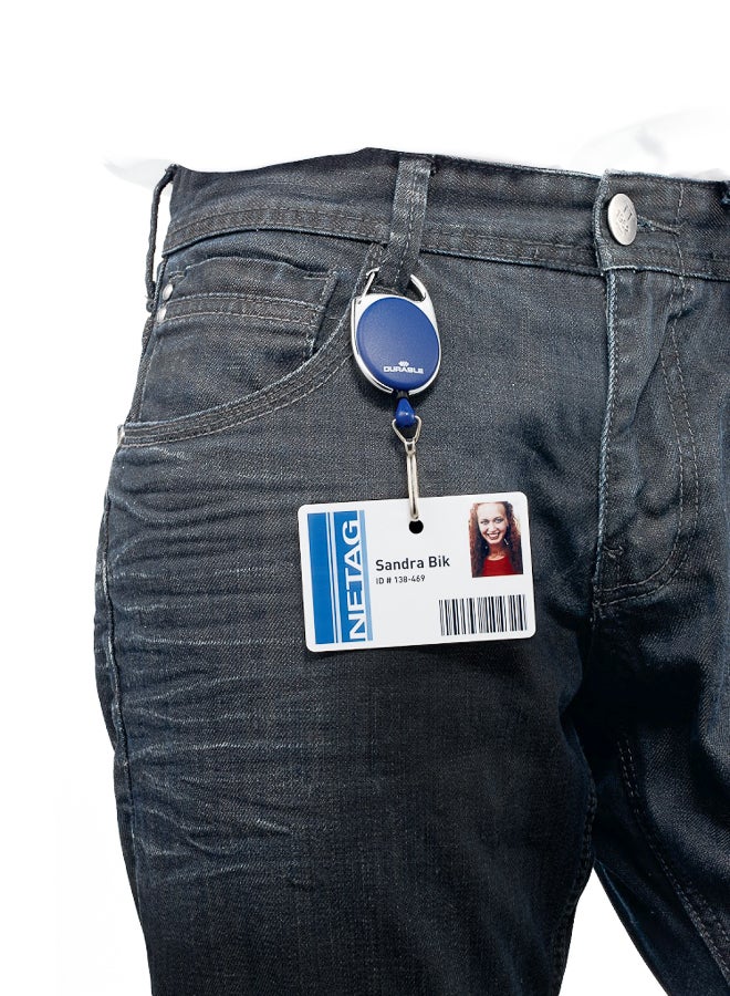 Durable Oval ID Badge Holder with 80cm Lanyard, Metal Clip & Snap Hook | Made in Germany, Lightweight Badge Reel Holder for Work, School, Events - Image 4