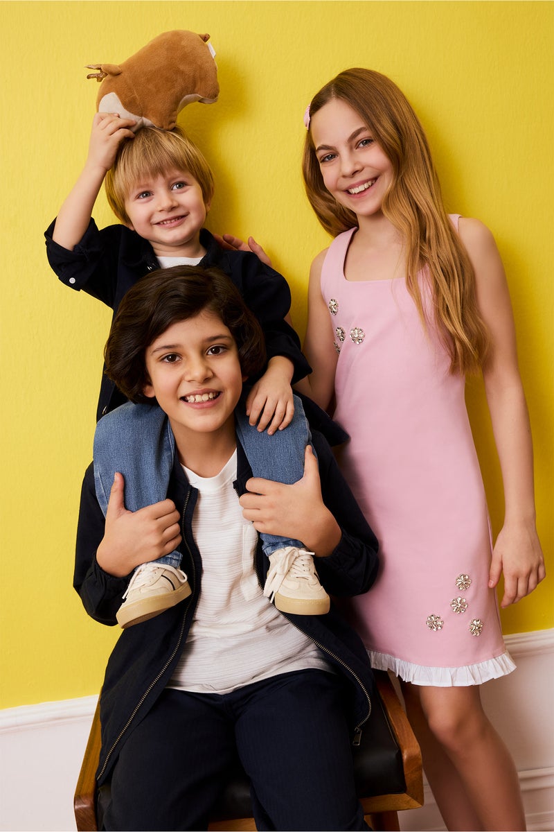 DeFacto Pink Girl Girl Strappy Stone Details Dress Casual - Image 1