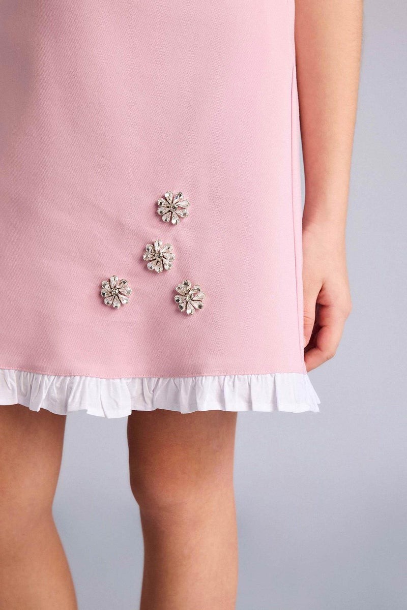 DeFacto Pink Girl Girl Strappy Stone Details Dress Casual - Image 5