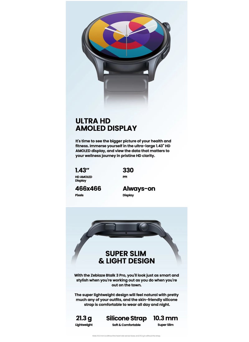 Zeblaze - Zeblaze Btalk 3 Pro Smart Watch AMOLED Display Hi-Fi Bluetooth Phone Calls Health and Fitness Tracking New SmartWatch - Image 1