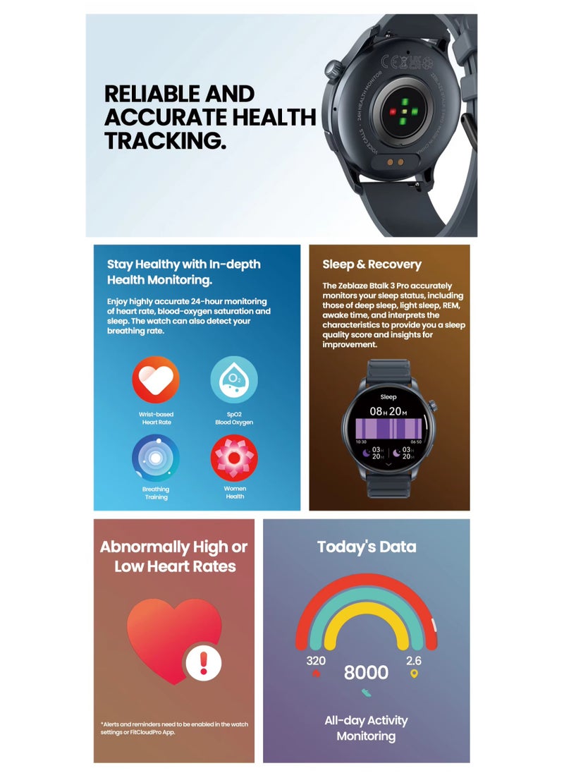 Zeblaze - Zeblaze Btalk 3 Pro Smart Watch AMOLED Display Hi-Fi Bluetooth Phone Calls Health and Fitness Tracking New SmartWatch - Image 1