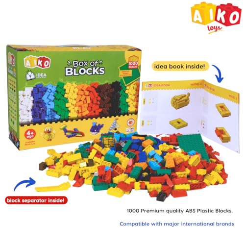 AIKO | Box of Blocks 1000 | Premium ABS Building Blocks for Kids 4+ | Construction Toy | STEM Gift Set, Multi-Color Bricks - Image 3