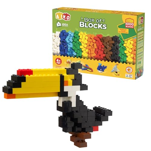 AIKO | Box of Blocks 1000 | Premium ABS Building Blocks for Kids 4+ | Construction Toy | STEM Gift Set, Multi-Color Bricks - Image 1