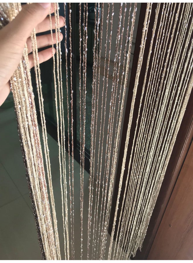 Eyotool 1x2 M Door String Curtain Rare Flat Thread Fringe Window Panel Room Divider Cute Strip Tassel for Wedding Coffee House Restaurant Parts (Coffee & Champagne) - Image 1