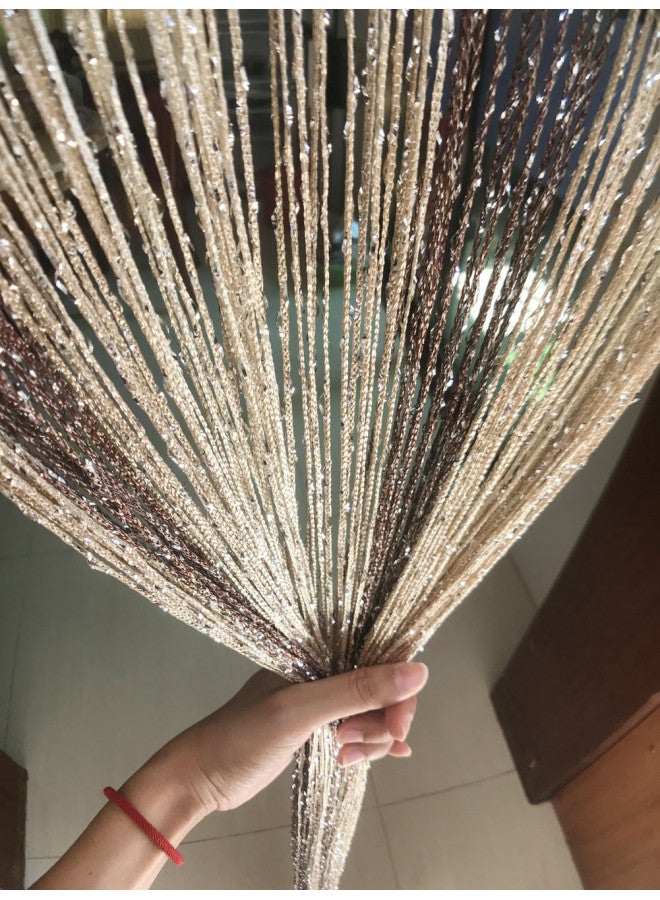 Eyotool 1x2 M Door String Curtain Rare Flat Thread Fringe Window Panel Room Divider Cute Strip Tassel for Wedding Coffee House Restaurant Parts (Coffee & Champagne) - Image 2