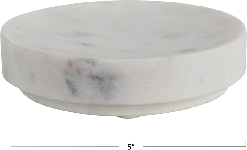 Creative Co-op Marble Soap Dish, 5" L x 5" W x 1" H, White - Image 2