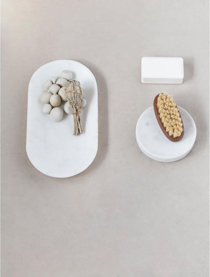Creative Co-op Marble Soap Dish, 5" L x 5" W x 1" H, White - Image 4