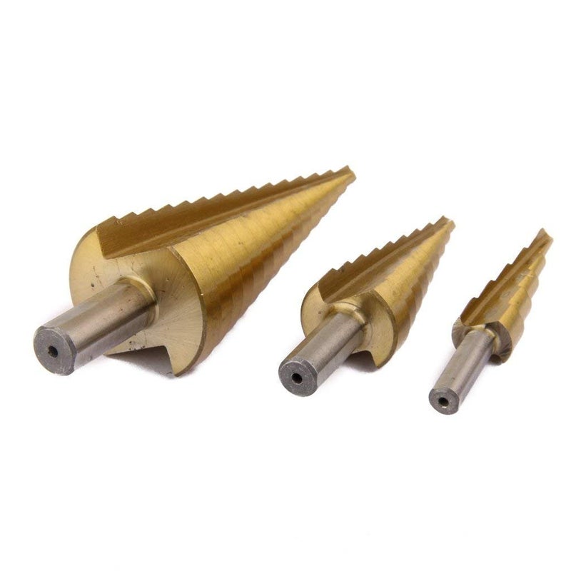 HSB  SHB 3X Large HSS Steel Step Cone Drill Titanium Bit Set HighSpeed Steel Hole Cutter with Titanium Coating Sizes 412mm 420mm 432mm for Metal Wood and Plastic Drilling  - Image 2