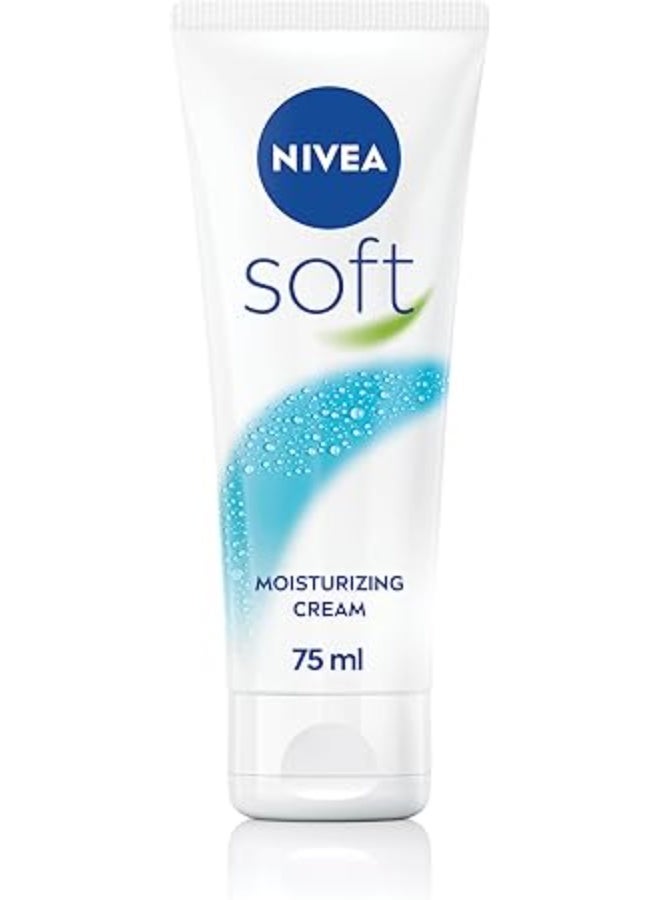 NIVEA Soft Moisturising Cream, A Moisturising Cream for Face, Body and Hands with Vitamin E and Jojoba Oil, Hand Cream Moisturises Deeply, All-Purpose Day Cream Tube, 75ml