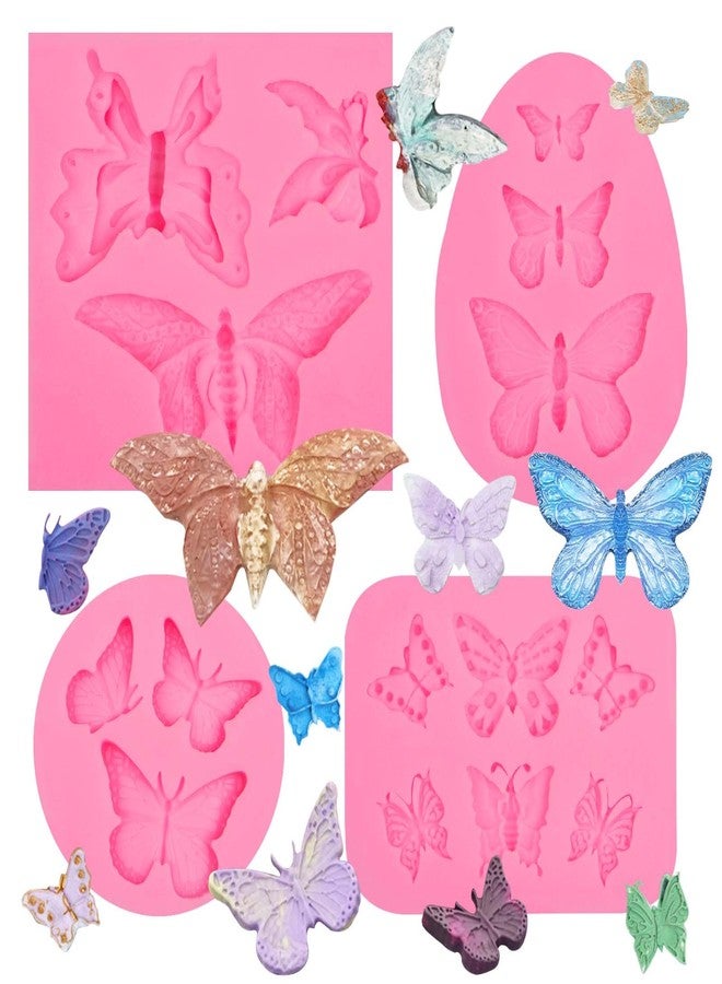Muyulin Butterfly Fondant Silicone Molds, 4 Packs Butterfly Silicone Chocolate Molds for Cake Decoration Pan Cupcake Toppers Epoxy Resin Polymer Clay - Image 1
