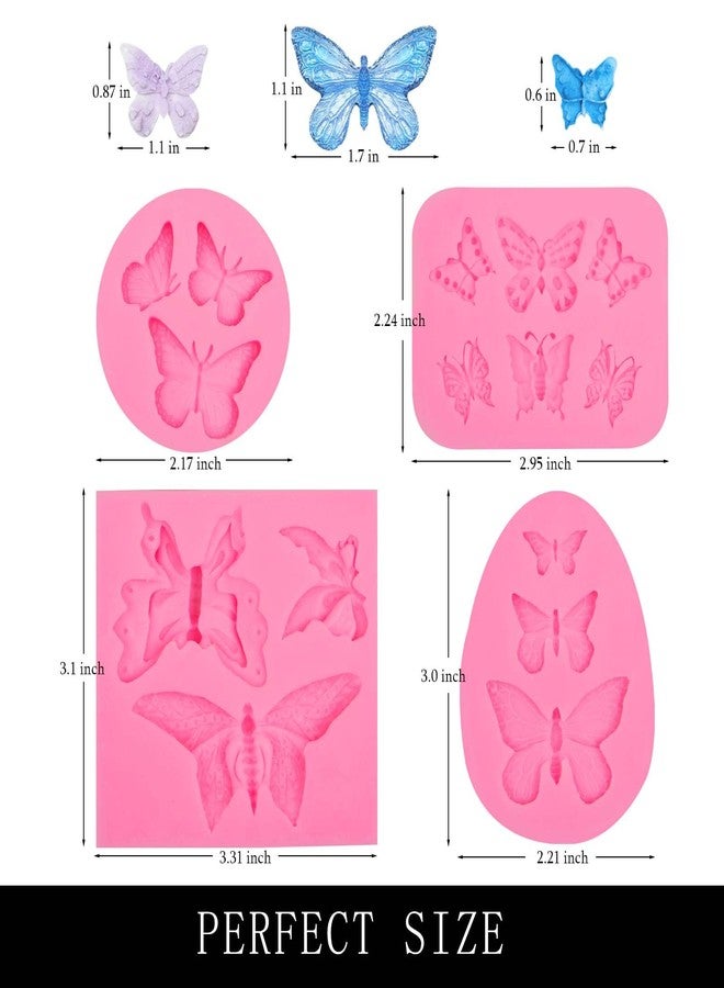 Muyulin Butterfly Fondant Silicone Molds, 4 Packs Butterfly Silicone Chocolate Molds for Cake Decoration Pan Cupcake Toppers Epoxy Resin Polymer Clay - Image 2
