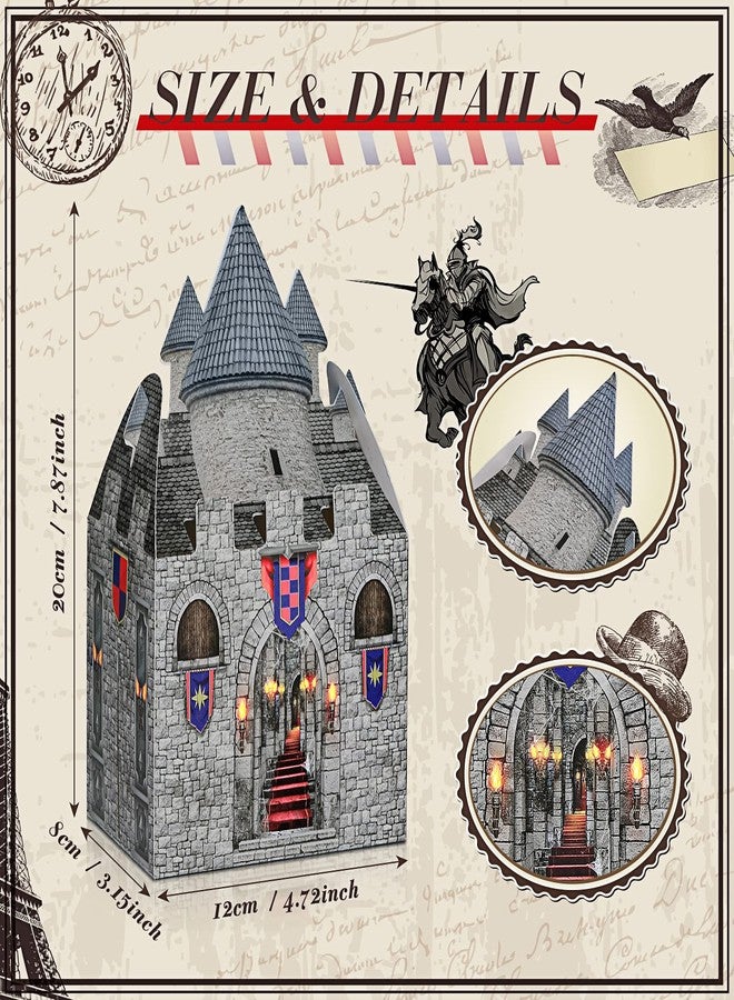 TaoBary 24 Pieces 8 x 5 x 3 Inches Medieval Castle Box Cardboard Castle Halloween Knight Theme Party Supplies DIY Box for Mardi Gras Medieval Party Birthday Centerpiece - Image 2