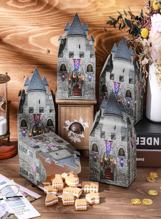 TaoBary 24 Pieces 8 x 5 x 3 Inches Medieval Castle Box Cardboard Castle Halloween Knight Theme Party Supplies DIY Box for Mardi Gras Medieval Party Birthday Centerpiece - Image 4