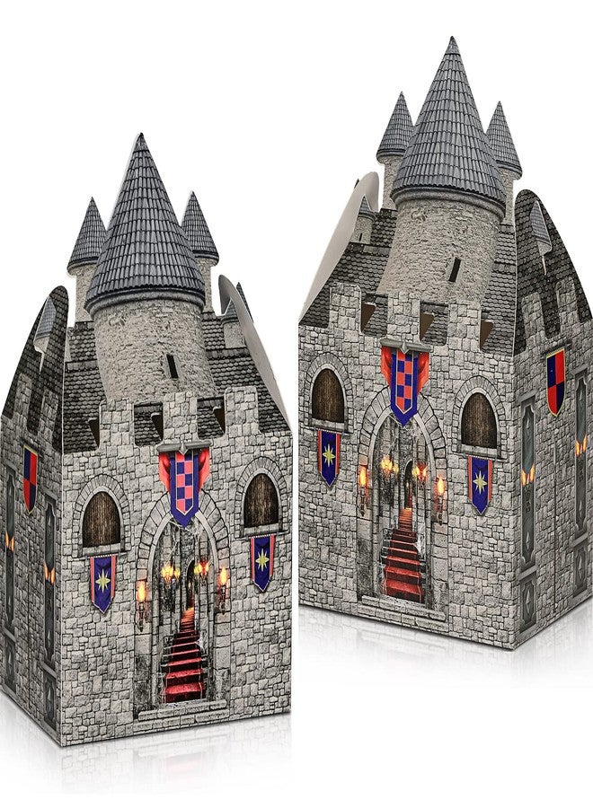 TaoBary 24 Pieces 8 x 5 x 3 Inches Medieval Castle Box Cardboard Castle Halloween Knight Theme Party Supplies DIY Box for Mardi Gras Medieval Party Birthday Centerpiece - Image 1