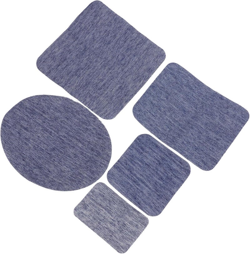 5 Pieces Iron-on Embroidered Denim Repair Patches Small Clothes Sewing Supplies Blue for Jeans Clothing Decoration and Hole Mending - Image 1