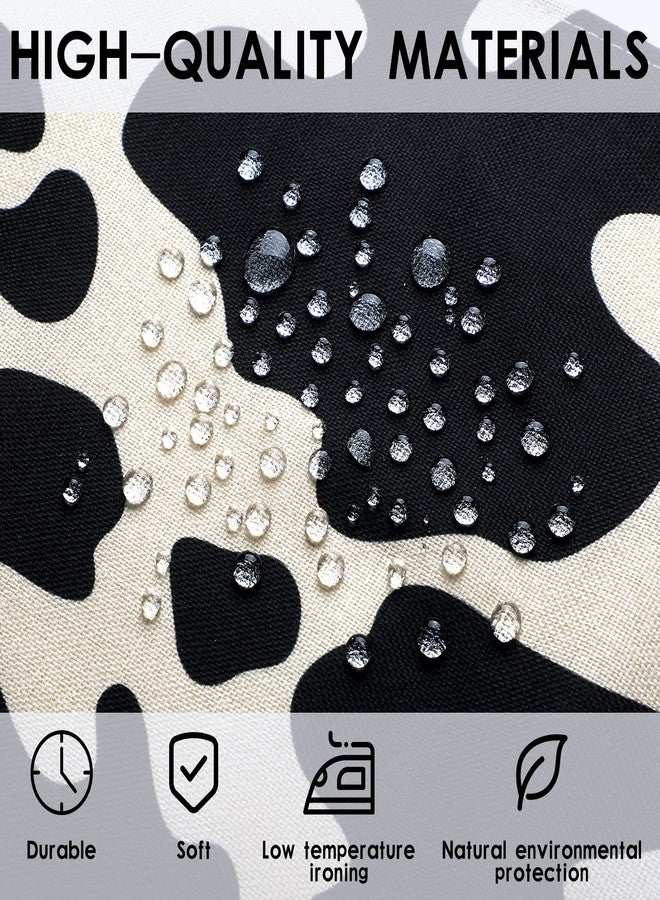 كينغدير قطعتان من مفرش طاولة من الكتان بنقشة البقر، مفرش طاولة من جلد البقر باللونين الأسود والأبيض، مفارش طاولة بنقشة البقر للحفلات، ديكورات طاولة المطبخ المنزلية ذات الطابع الغربي، ديكورات طاولة رعاة البقر (13 × 108 بوصة) - Image 3