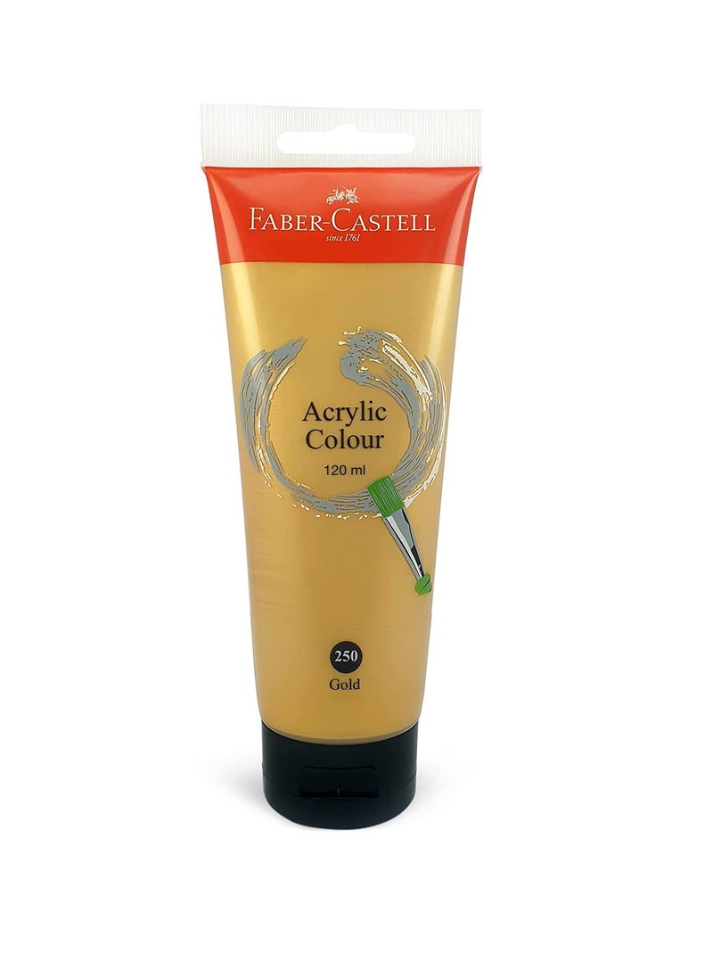 FABER-CASTELL - Faber-Castell Acrylic Colour Paint 120 ml Tube Gold - Image 1