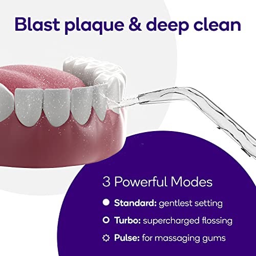 Burst Electric Water Flosser for Teeth Cleaning (3 Modes/Black) | Cordless | Plaque Removal Between Braces & Dental Work | Portable Floss | Refillable 110mL Tank - Image 4