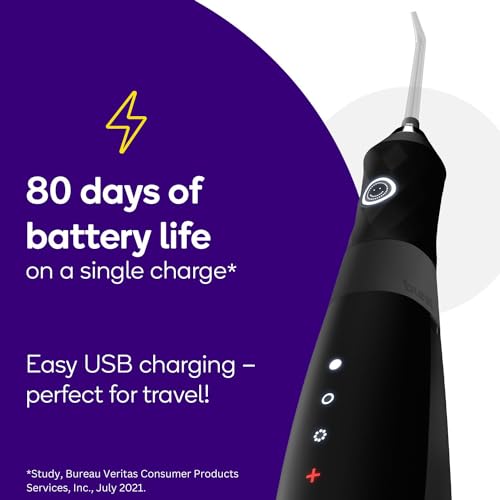 Burst Electric Water Flosser for Teeth Cleaning (3 Modes/Black) | Cordless | Plaque Removal Between Braces & Dental Work | Portable Floss | Refillable 110mL Tank - Image 3