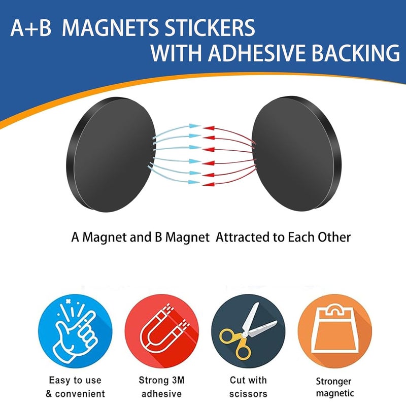 AOMAG Flexible Magnetic Tape A+B - Round Magnets Stickers with Adhesive Backing Sticky Dots with Easy Peel and Stick on Magnetic Stickers for Fridge - Sticky Magnets Tape and Strip A & B (Pack of 100) - Image 2