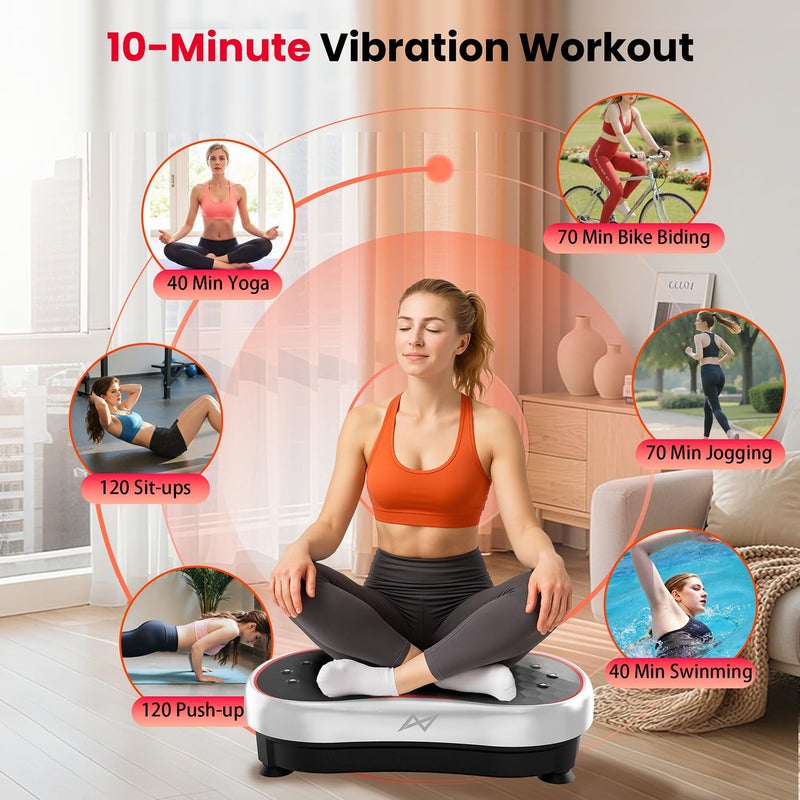 AXV Vibration Plate Fitness Platform Exercise Machine Vibrating Shaking Full Body Shaker Workout Vibrate Stand Shake Board Sport Gym for Weight Loss Fat Burner for Women Men - Image 2