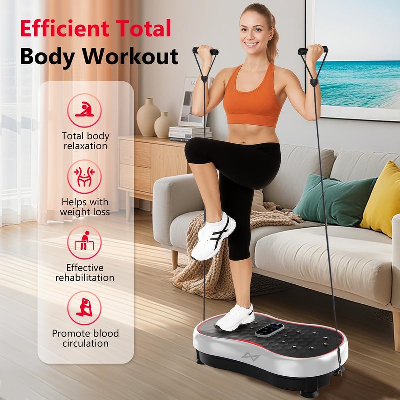 AXV Vibration Plate Fitness Platform Exercise Machine Vibrating Shaking Full Body Shaker Workout Vibrate Stand Shake Board Sport Gym for Weight Loss Fat Burner for Women Men - Image 3