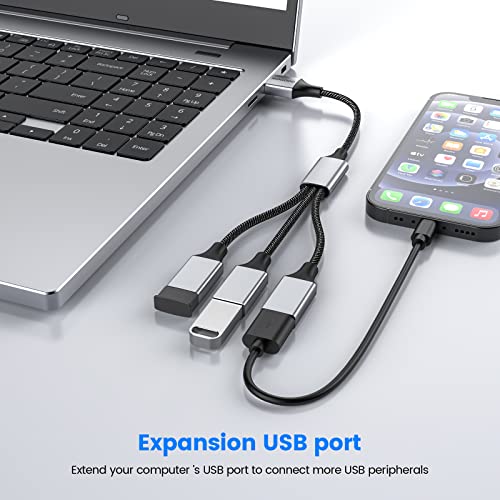 MOGOOD USB 3 Port Splitter Cable, USB Type B Splitter 1 Male to 3 Female USB 2.0 Adapter Power Cord Extension Hub for Charging/Data Transfer/Laptop/Mac - Image 3