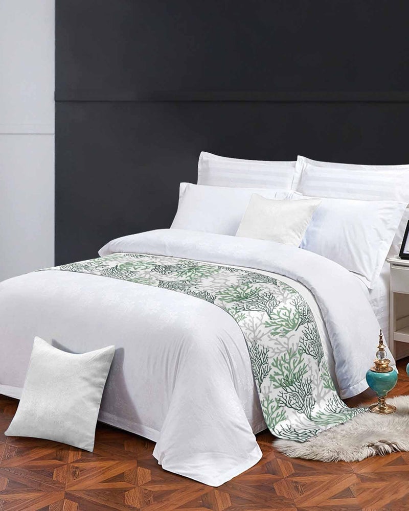 Sage Green Gray Coral Coastal Bed Runner For Queen Bed 83x20 Inches Summer Beach Throw - Image 4