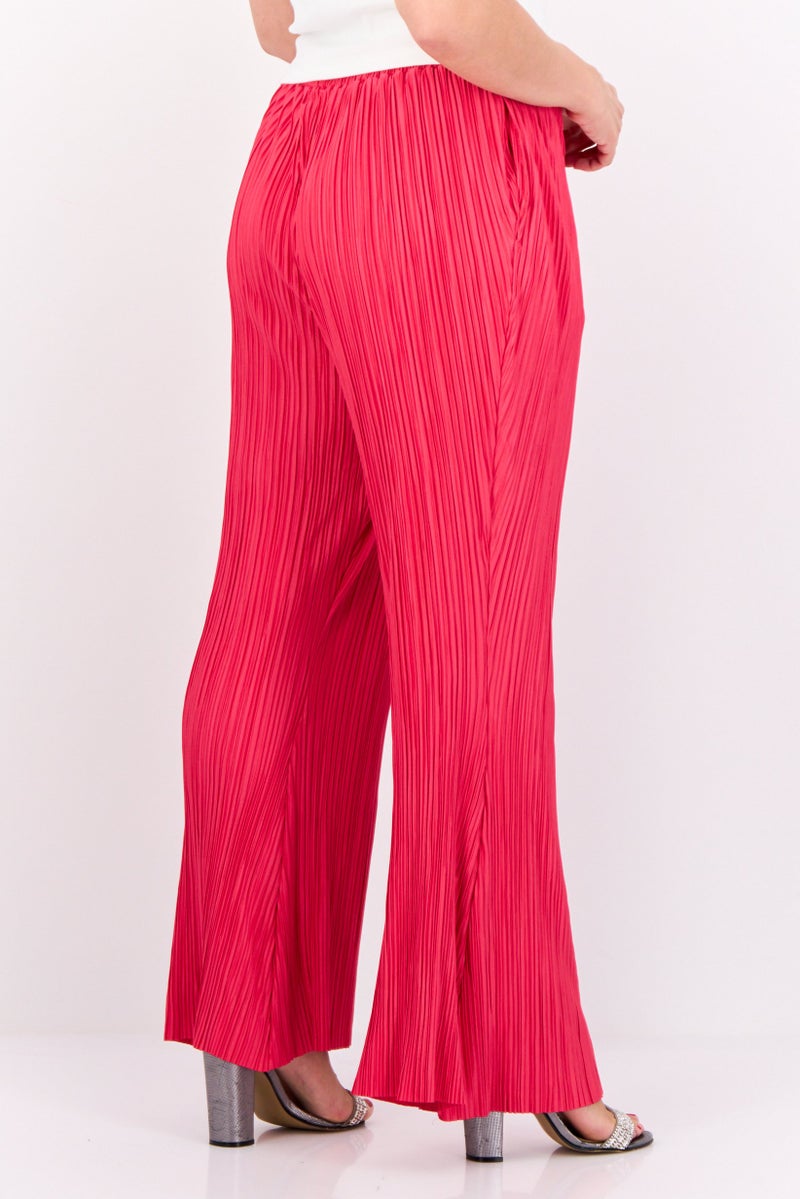 The Giving Movement Women Regular Fit Textured Flare Pants, Fuchsia  - Image 2
