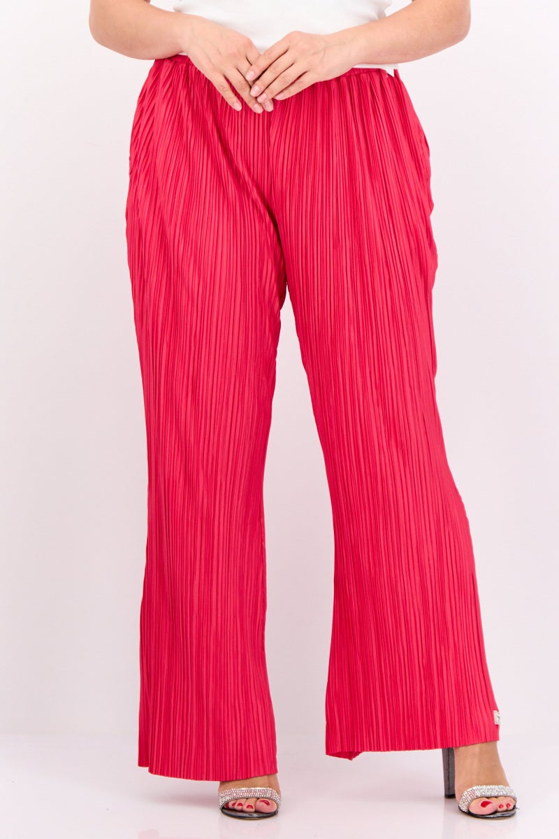 The Giving Movement Women Regular Fit Textured Flare Pants, Fuchsia  - Image 1