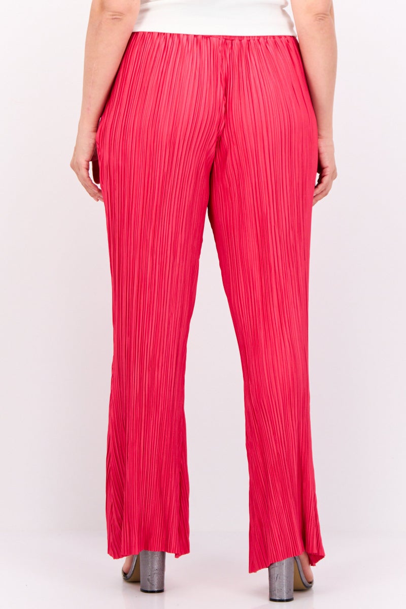 The Giving Movement Women Regular Fit Textured Flare Pants, Fuchsia  - Image 3