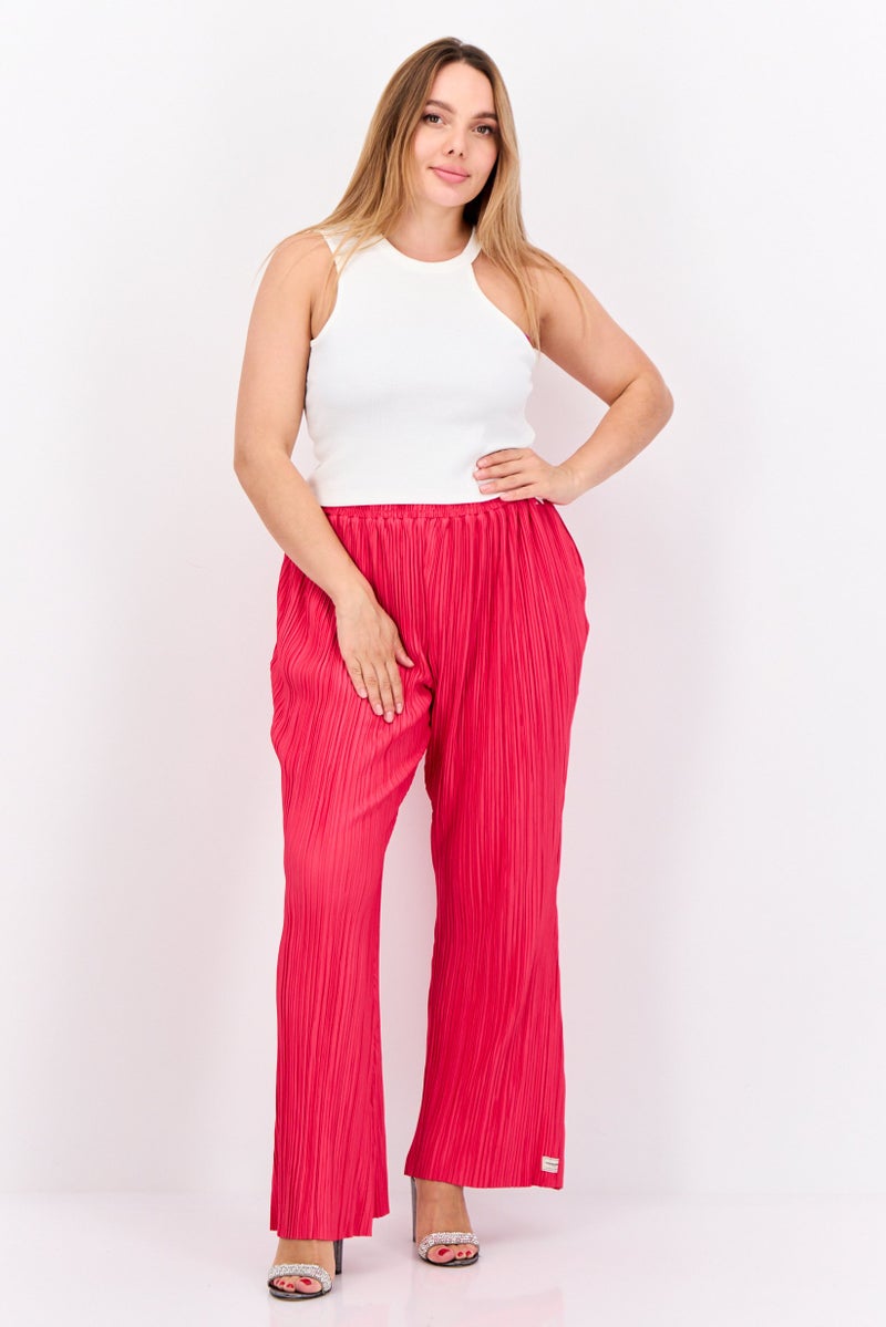 The Giving Movement Women Regular Fit Textured Flare Pants, Fuchsia  - Image 4