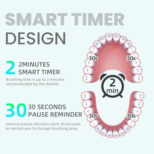 7AM2M Sonic Electric Toothbrush for Adults and Kids, with 8 Brush Heads and Travel Case,5 Modes with 2 Minutes Build in Smart Timer, One Charge Use for 90 Days, Rechargeable Toothbrushes(Navy Blue) - Image 3