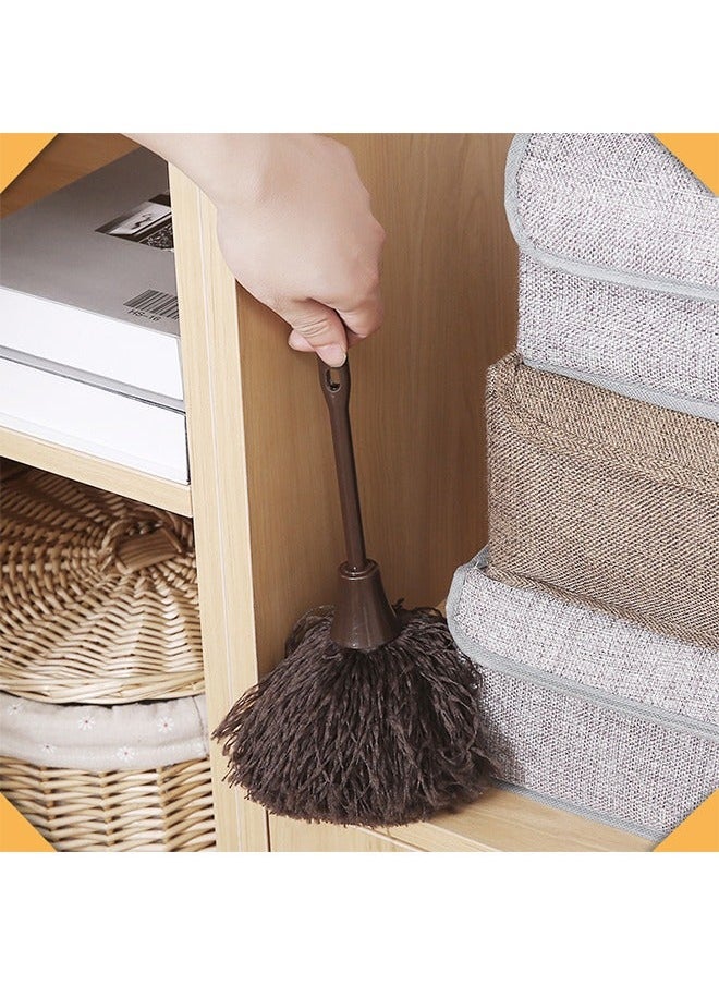 Generic - 2 Pcs Keyboard Brush, Long Handle Fluffy Microfiber Feather Duster Portable Cleaning Cleaner Dust Remover, Mini Dusting Wand for Computer Laptop Desk Smart and Soft Fluffy (Pink+Brown) - Image 1