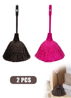 2 Pcs Keyboard Brush, Long Handle Fluffy Microfiber Feather Duster Portable Cleaning Cleaner Dust Remover, Mini Dusting Wand for Computer Laptop Desk Smart and Soft Fluffy (Pink+Brown)