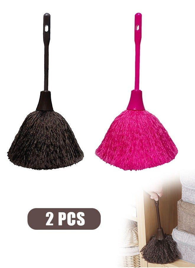 Generic - 2 Pcs Keyboard Brush, Long Handle Fluffy Microfiber Feather Duster Portable Cleaning Cleaner Dust Remover, Mini Dusting Wand for Computer Laptop Desk Smart and Soft Fluffy (Pink+Brown) - Image 1