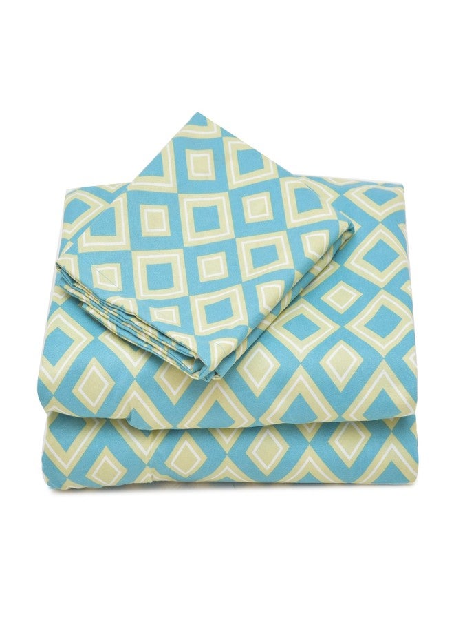 RUSTIC LINEN Super Soft Brushed Microfiber Cotton Single Bedhseet with 1 Pillow Cover,Bedsheet 60X90(Inches) Pillow Cover 17X27(Inches) Bedsheet for Single Bed (Cyan Geo, Single) - Image 2