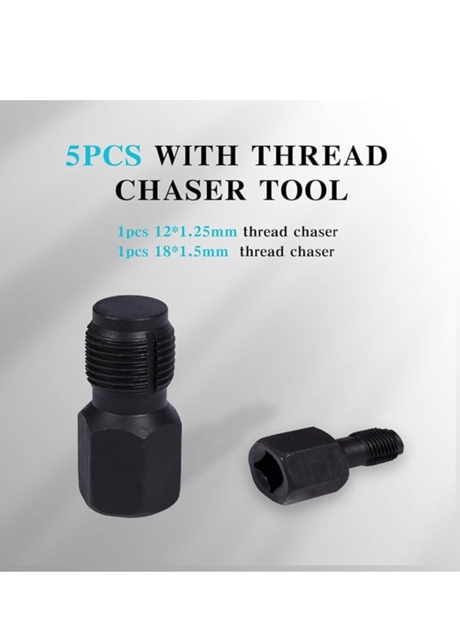 Generic 5 pcs O2 Oxygen Sensor Socket Set Wrench Remover Tool and Thread Chaser Set  - Image 5