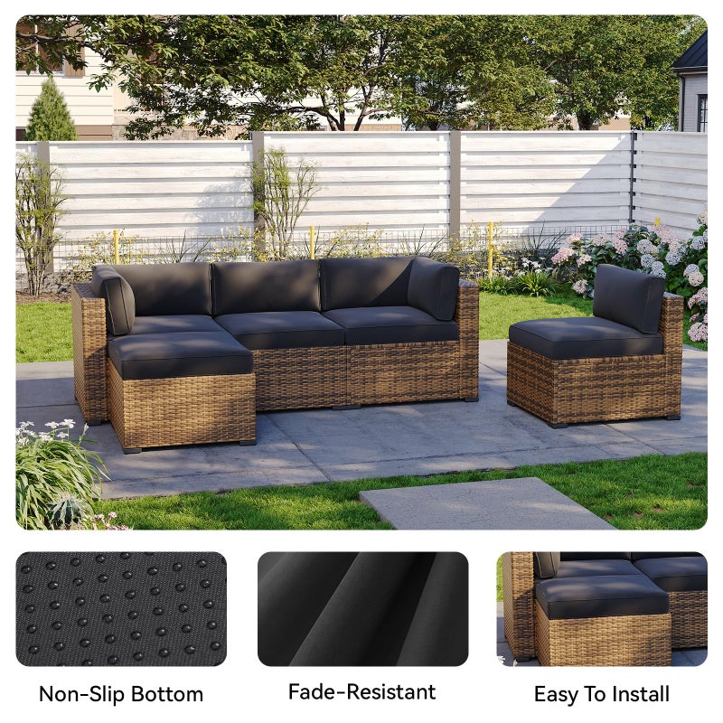 Aoxun 11pcs Patio Cushion Covers Replacement, Waterproof Outdoor Furniture Cushion Covers with Zipper and Non-Slip Bottom, Patio Sofa Couch 3 Sizes for Patio Sectional, Covers Only (Grey) - Image 5