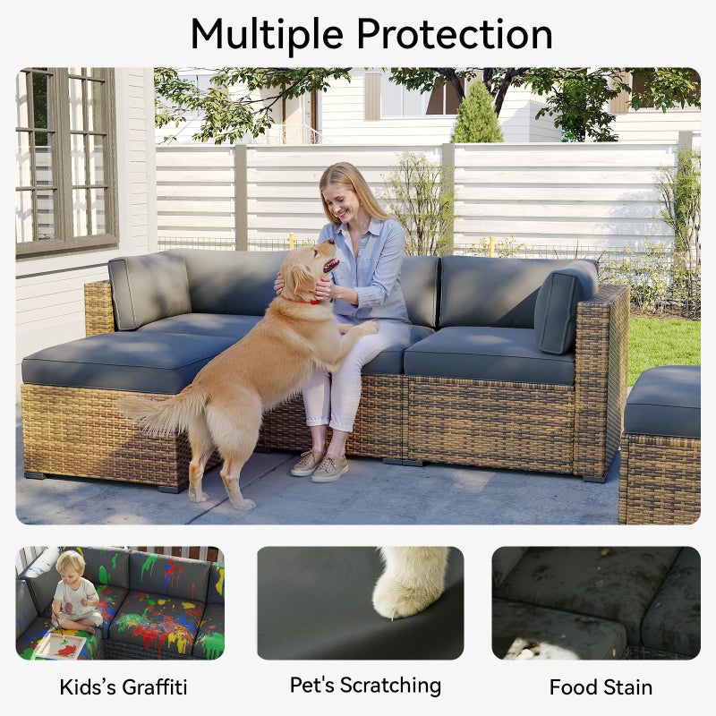 Aoxun 11pcs Patio Cushion Covers Replacement, Waterproof Outdoor Furniture Cushion Covers with Zipper and Non-Slip Bottom, Patio Sofa Couch 3 Sizes for Patio Sectional, Covers Only (Grey) - Image 3